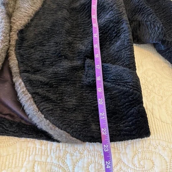 1960s AUTHENTIC vintage black velvet faux fur cropped jacket women's M / L - Picture 8 of 8